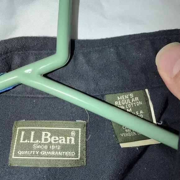 LL Bean Vintage Men’s MED Blue Chamois Flannel Shirt Long Sleeve Button-Up - Picture 3 of 8